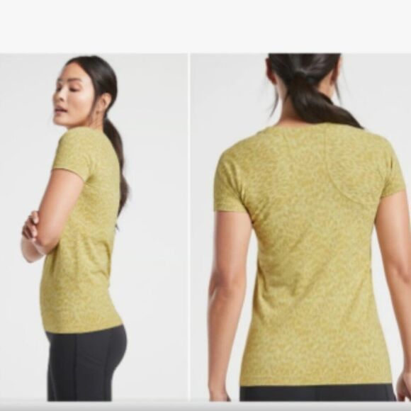 ATHLETA Momentum Allure Seamless Leopard Short Sleeve Tee Green Size XS - Picture 6 of 6